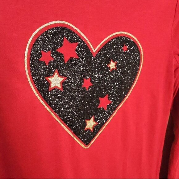 Cat & Jack Girls New Red Tunic Black Glitter Heart 14-16 - Picture 3 of 7